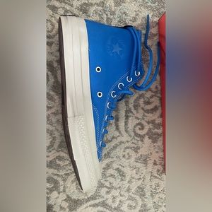 blue leather converse sneakers
